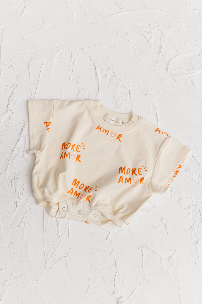 More Amor Tshirt Romper – Cinnamon Baby