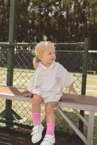 Polo Tshirt Romper - Baby Pink