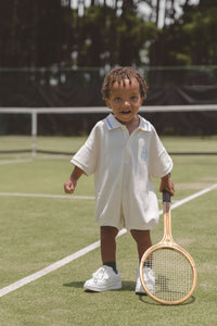 Polo Tshirt Romper - Baby Blue