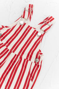 Red/Pink Stripe Denim Overalls