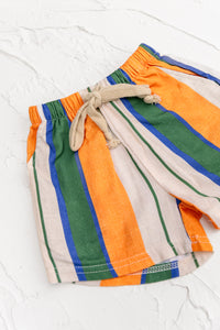 Linen Shorts - Olive/Orange